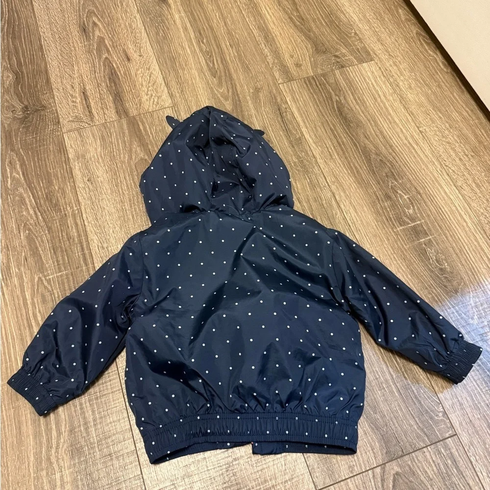 Baby Gap Girls Navy Blue Polka Dot Rain Coat Size 12-18 Months
